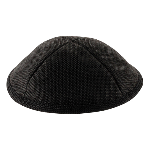 Linen Kippah 17cm- With Pin Spot- Black