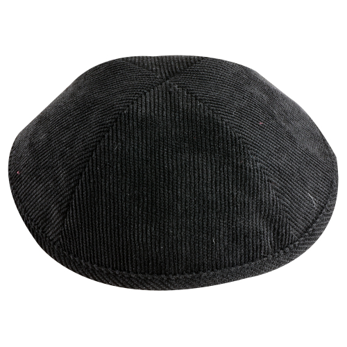 Corduroy Kippah 19cm- With Pin Spot- Black