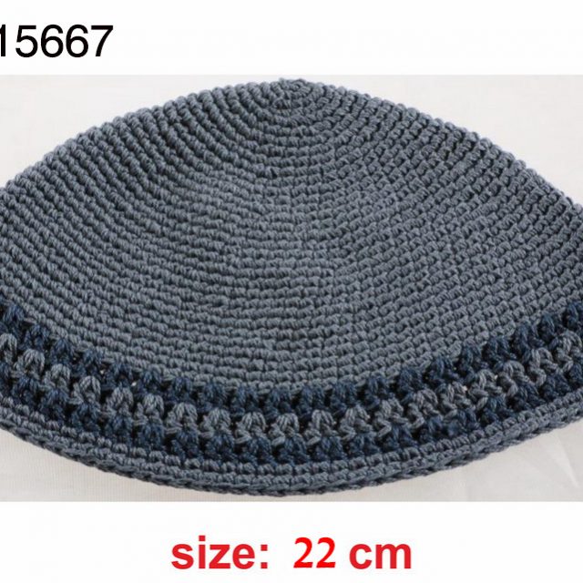 כיפה פריק עבודת יד רקע אפור פסים אפור כהה 22
