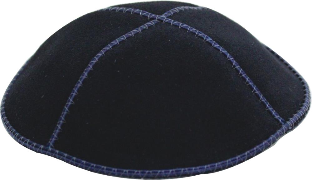 Suede Kippah 16 Cm- Navy Blue