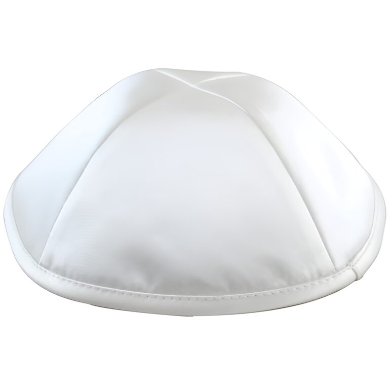Satin Kippah Deluxe 20cm- with Pin Spot- White