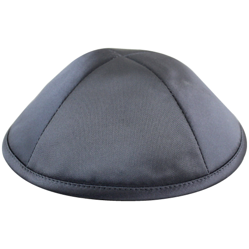 Satin Kippah Deluxe 20cm- With Pin Spot- Gray