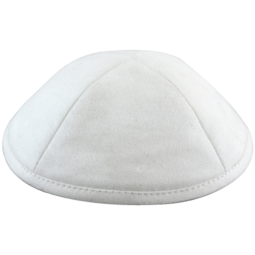 Ultra Suede Kippah 18 Cm- With Pin Spot- White