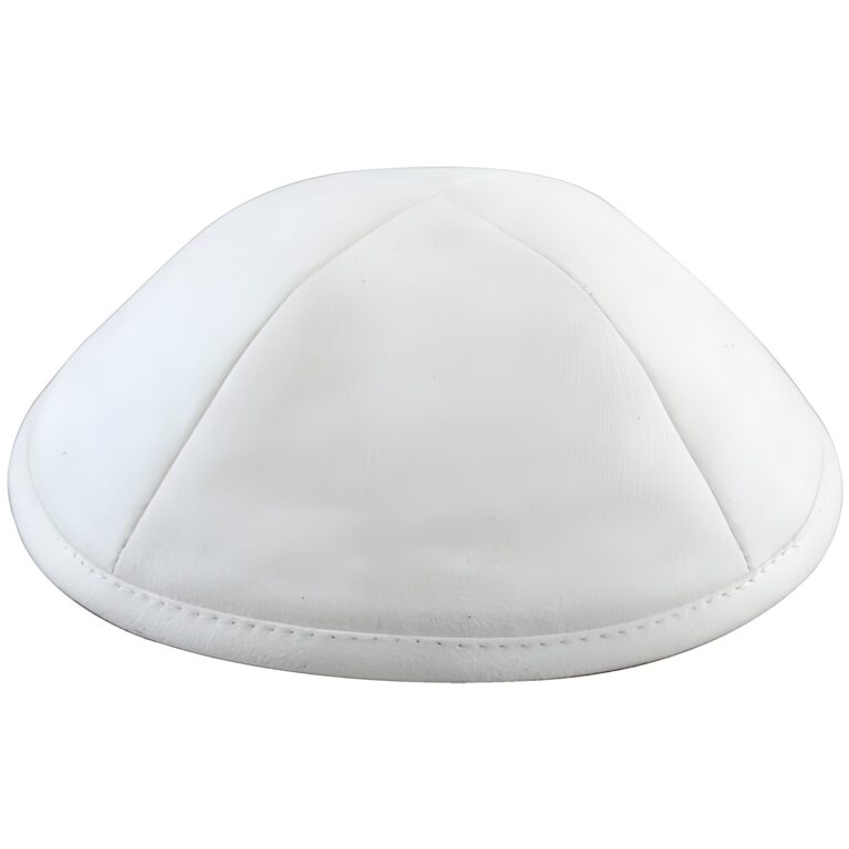 Ultra Suede Kippah 19 cm- with Pin Spot- White