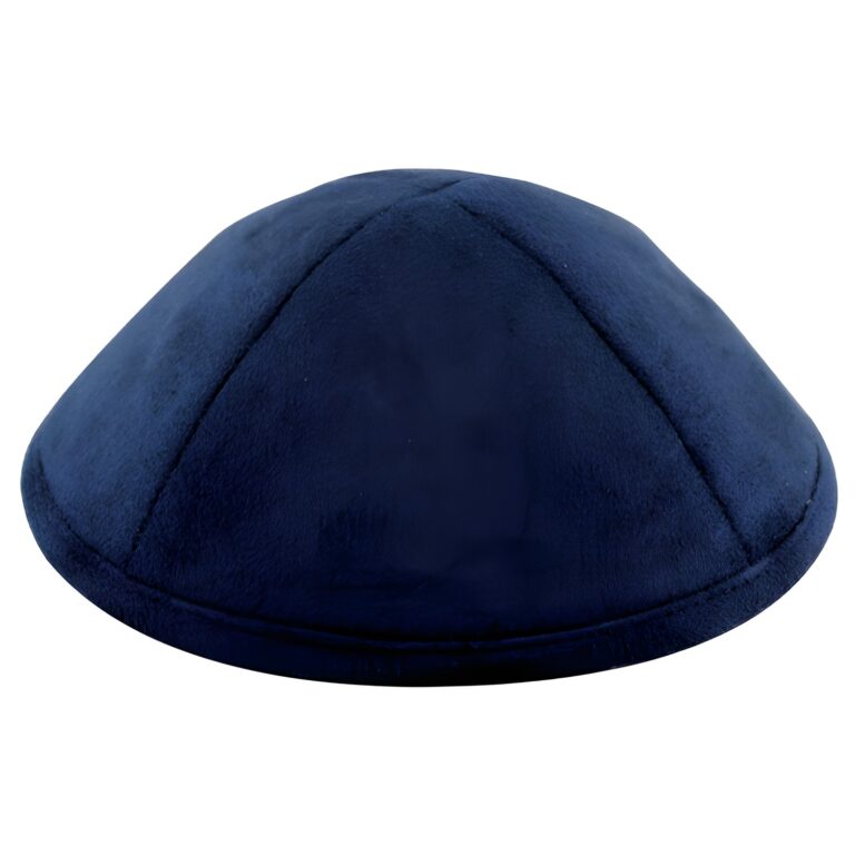 Ultra Suede Kippah 19cm- with Pin Spot- Blue
