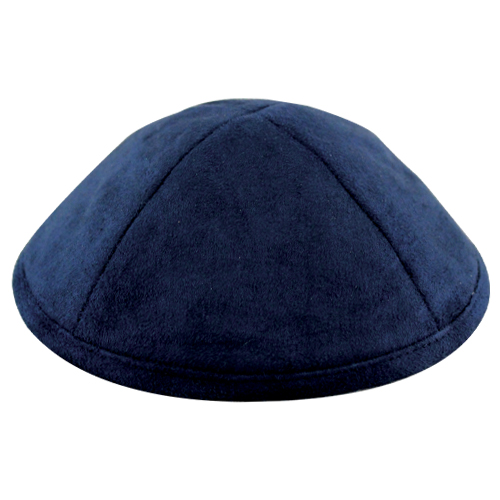 Ultra Suede Kippah 19cm- With Pin Spot- Blue