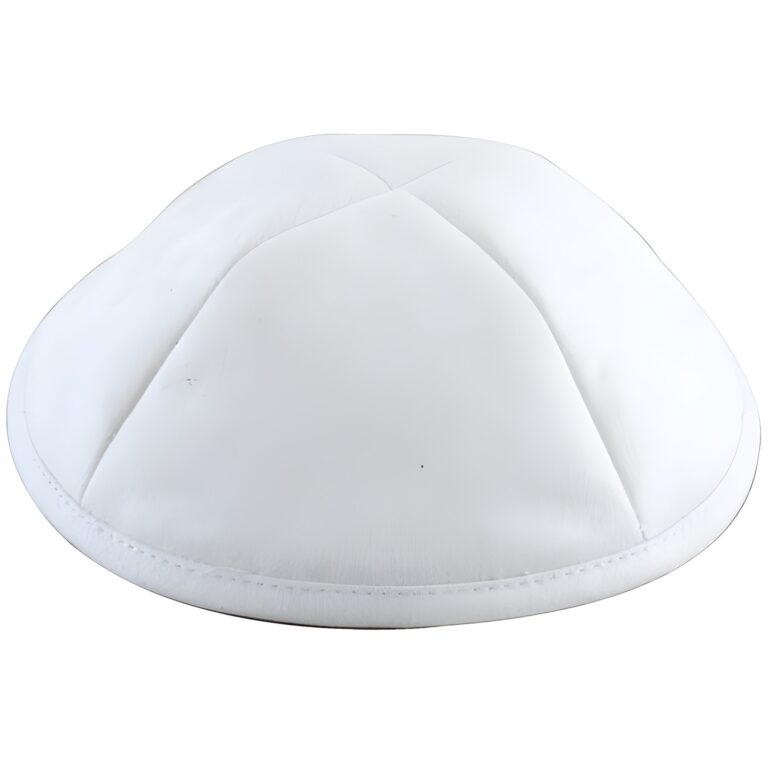 Ultra Suede Kippah 19cm- with Pin Spot- White