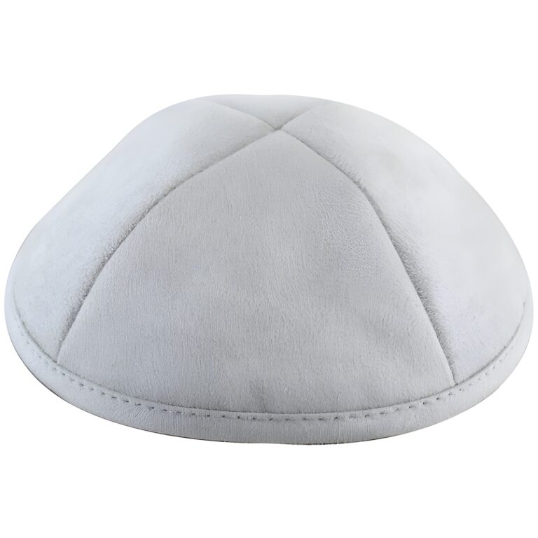 Ultra Suede Kippah 19 cm- with Pin Spot- Gray