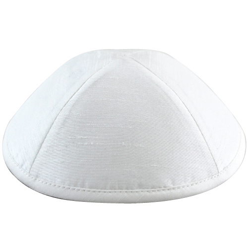 Silk Kippah 20 Cm- With Pin Spot- White