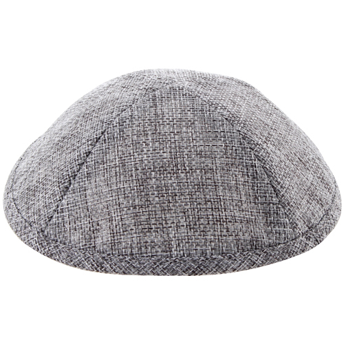 Linen Kippah 19cm- With Pin Spot- Dark Gray