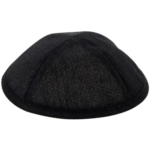 Linen Kippah 19cm- With Pin Spot- Black