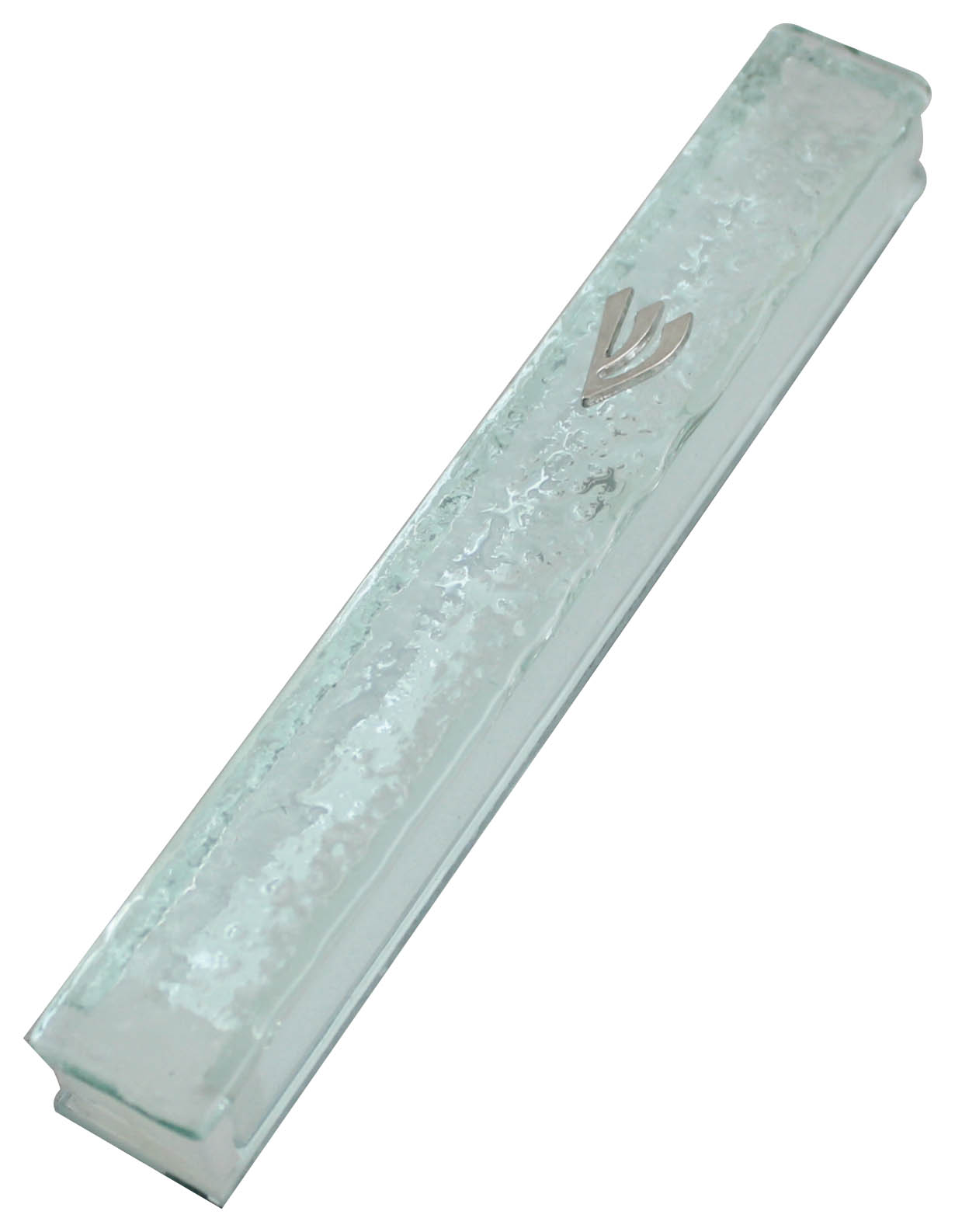 Glass Mezuzah With Silicon Cork 15 Cm- "bubbles" Design