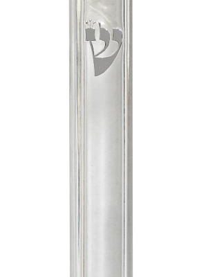 Plastic Clear Mezuzah with Rubber Cork 20 cm- with Silver Shin