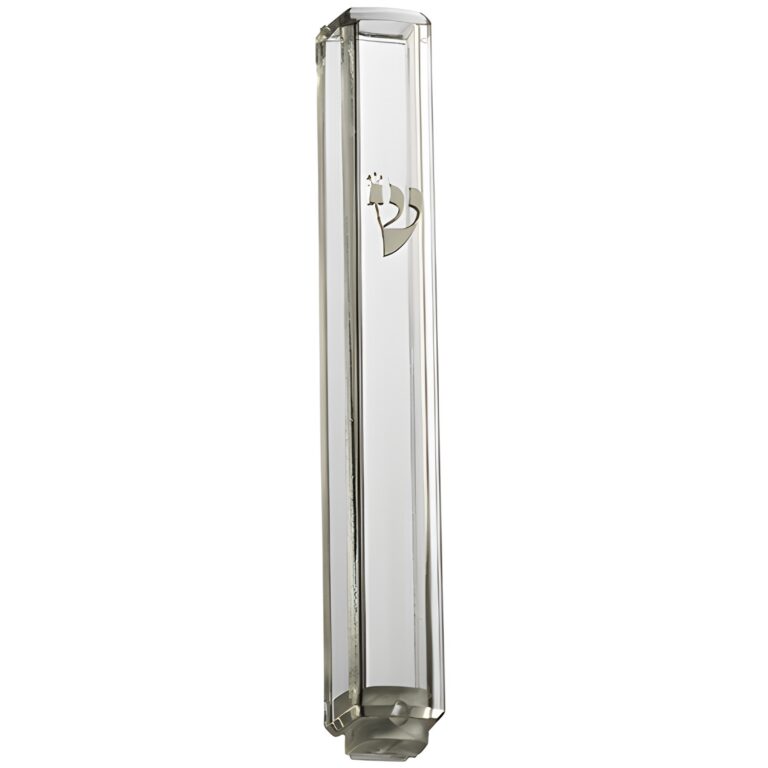 Plastic Clear Mezuzah with Rubber Cork 12 cm- with Silver Shin - Without Holes