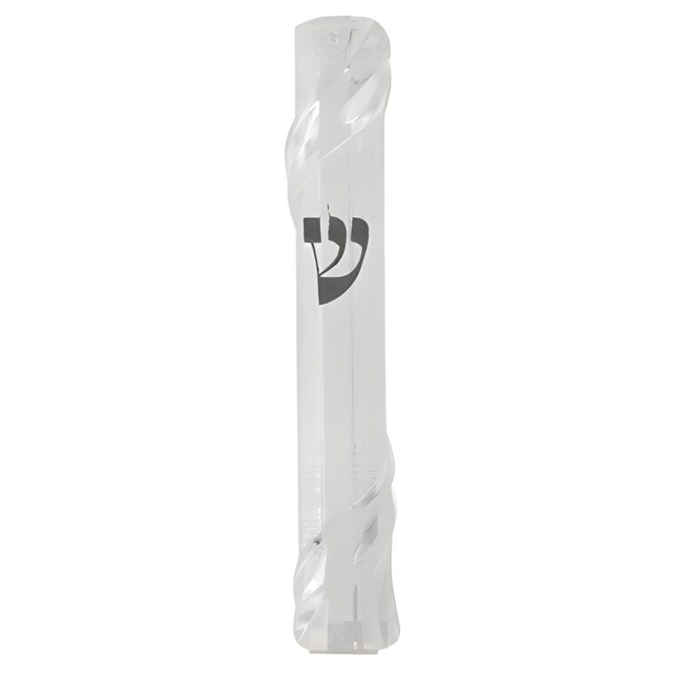 Plastic Clear Mezuzah with Rubber Cork 15 cm - "Jerusalem" - Silver