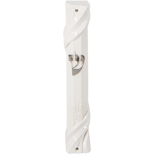 Plastic White Mezuzah 12cm With Rubber Cork