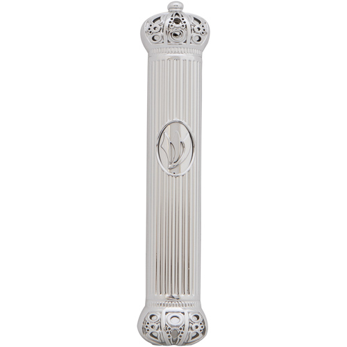 Plastic Mezuzah 12cm With Rubber Cork- Crown Series - Silver