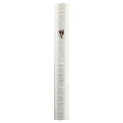 Aluminium Mezuzah 15cm 3d Painted- White Striped Design