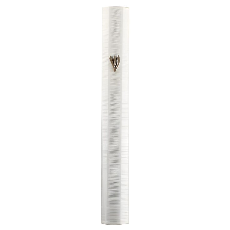 Aluminium Mezuzah 15cm 3d Painted- White Striped Design