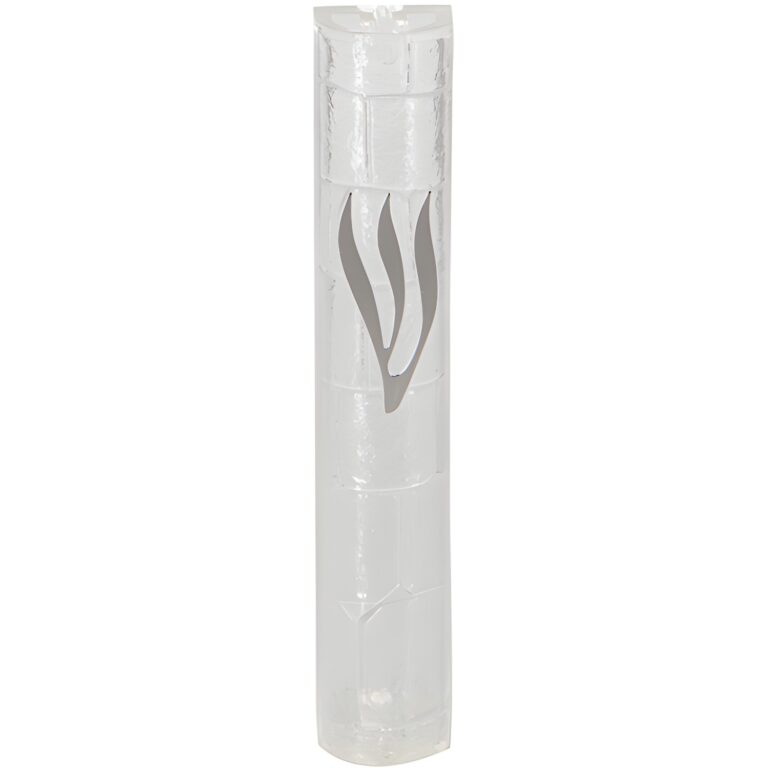 Plastic Clear Mezuzah with Rubber Cork 12 cm- "the Kotel" with Silver Shin