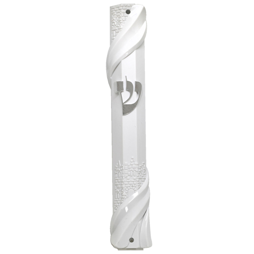 Plastic White Mezuzah 15cm With Rubber Cork