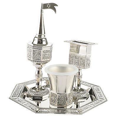 Nickel Octagon Havdalah Set 4 pcs