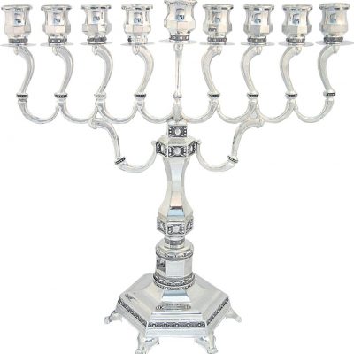 Elegant Silver Plated "Diamond" Menorah 36 cm