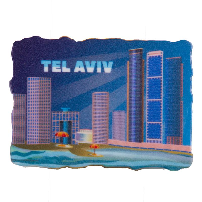 מגנט פלסטיק "תל אביב" באנגלית צבעוני 5.58 סמ
