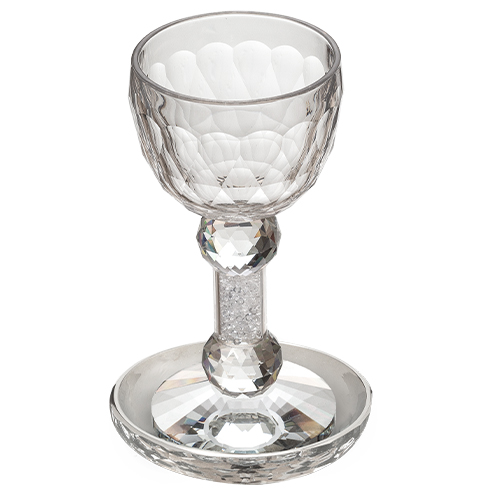 Crystal Kiddush Cup 18 cm with White Stones contain 100ml / 3.4oz