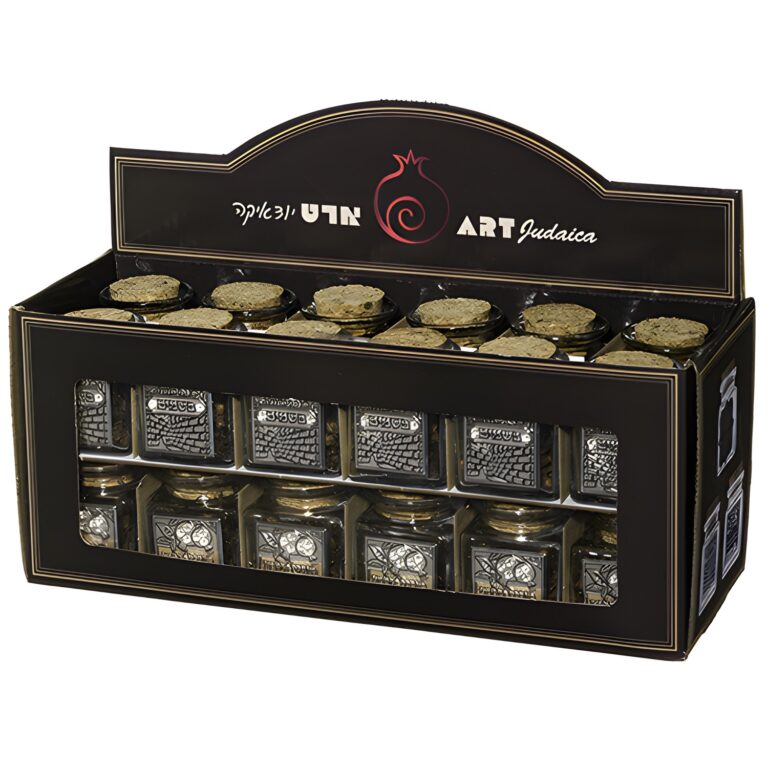 Glass Besamim Holder with Metal Plaque