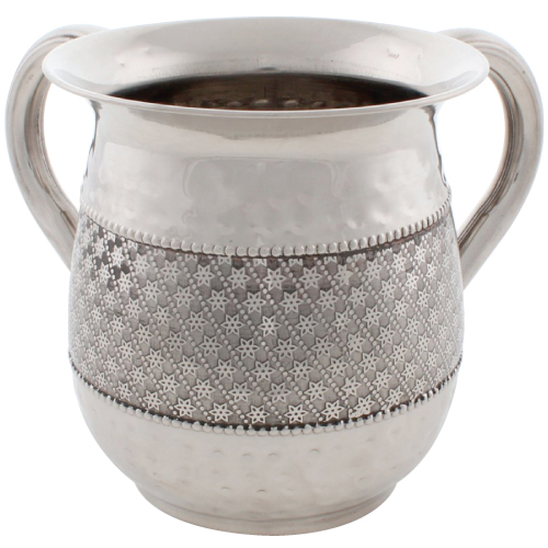 Stainless Steel Washing Cup 12cm- Silver Dotted Design