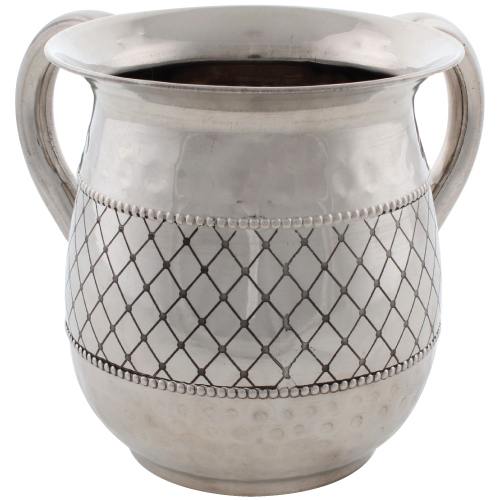 Stainless Steel Washing Cup 12cm- Silver Dotted Design