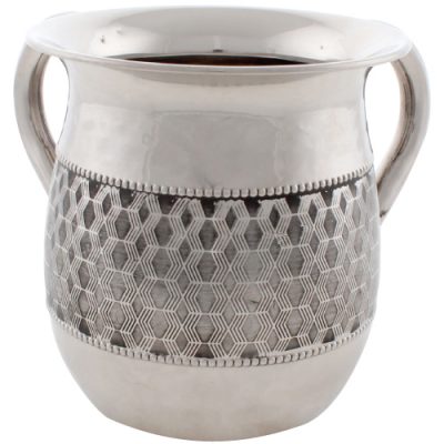 Stainless Steel Washing Cup 13cm- Silver Dotted Design