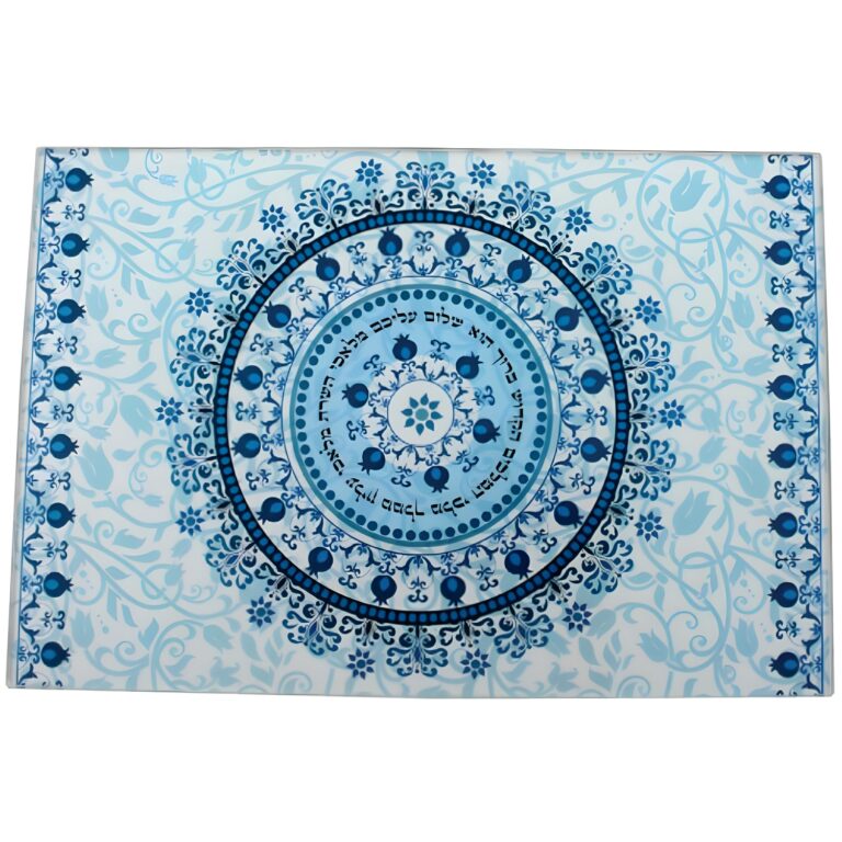 Reinforced Thick Glass Challah Tray 25x37 cm - Blue