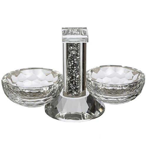 Crystal Salt Shaker 8.5x14 Cm With Silver Glass Chips