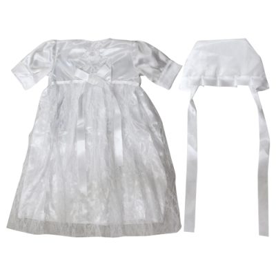 Satin Bris Milah Outfit with a Hat - White Embroidery