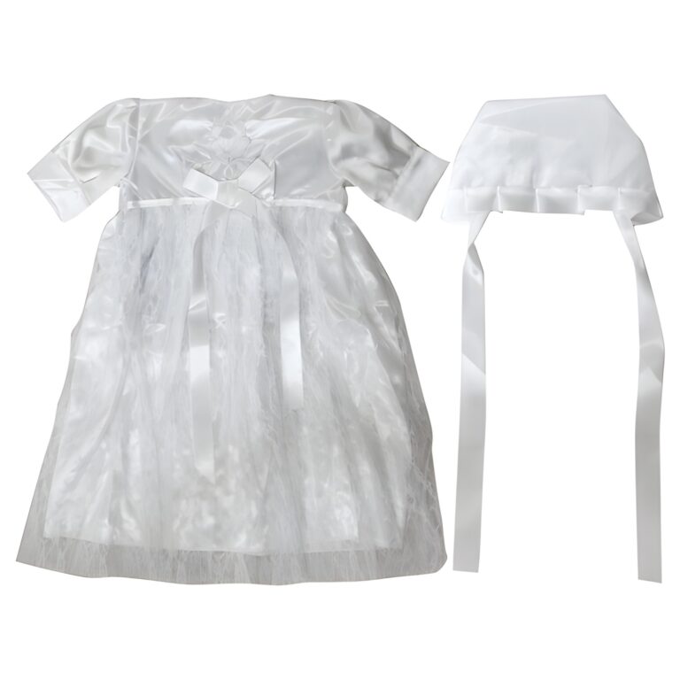 Satin Bris Milah Outfit with a Hat - White Embroidery