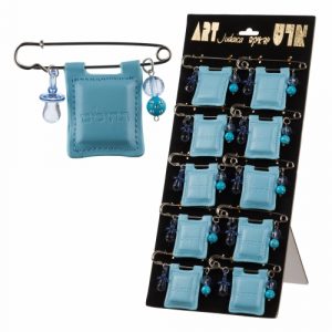 סטנד סיכת בייבי תהילים דמוי עור תכלת (10 יח)