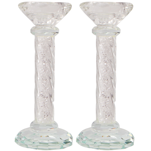 Crystal Candlesticks 17cm- With Decorative Stones