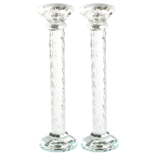 Crystal Candlesticks 26cm- With Decorative Stones