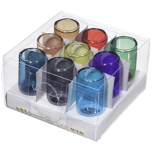 Glass Colorful Oil Cups 4.7*2.5 Cm- Pack Of 9