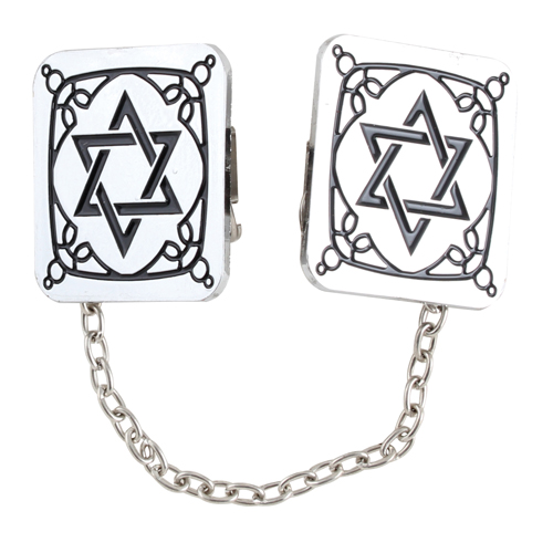 Nickel Tallit Clips Star Of David 3*3cm With Chain