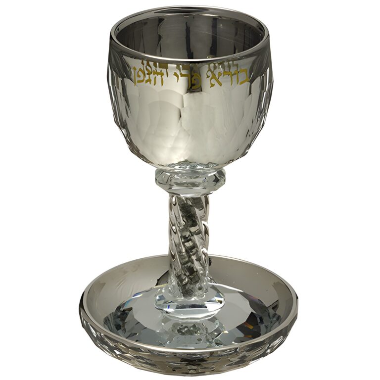 Crystal Kiddush Cup 16 cm with Stones Contain Contain 130ml // 4.3oz - Silver