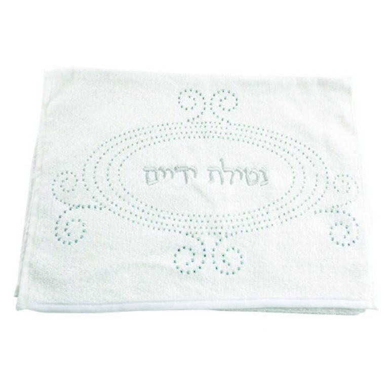 Pair of White Hand Towels with Fancy Stones