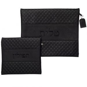 סט טלית תפילין דמוי עור עם ריקמה 3629 ס"מ