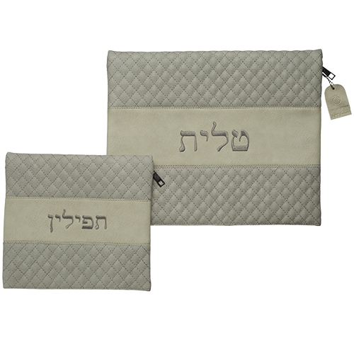 Leather Like Talit - Tefilin Set 36*29 Cm With Embroidery