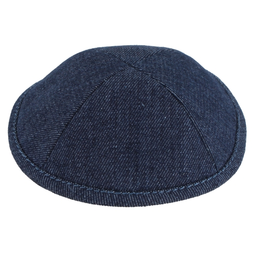 Denim Kippah With Pin Spot  17 Cm- Dark Blue