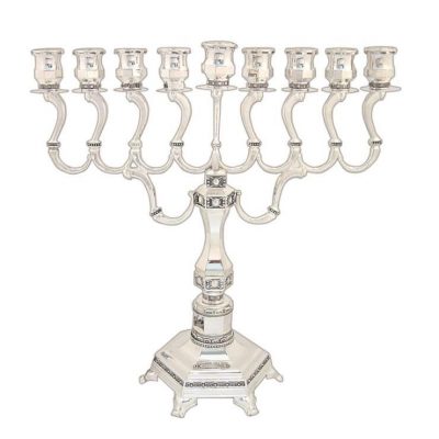 Nickel Plated "Diamond" Menorah 28cm