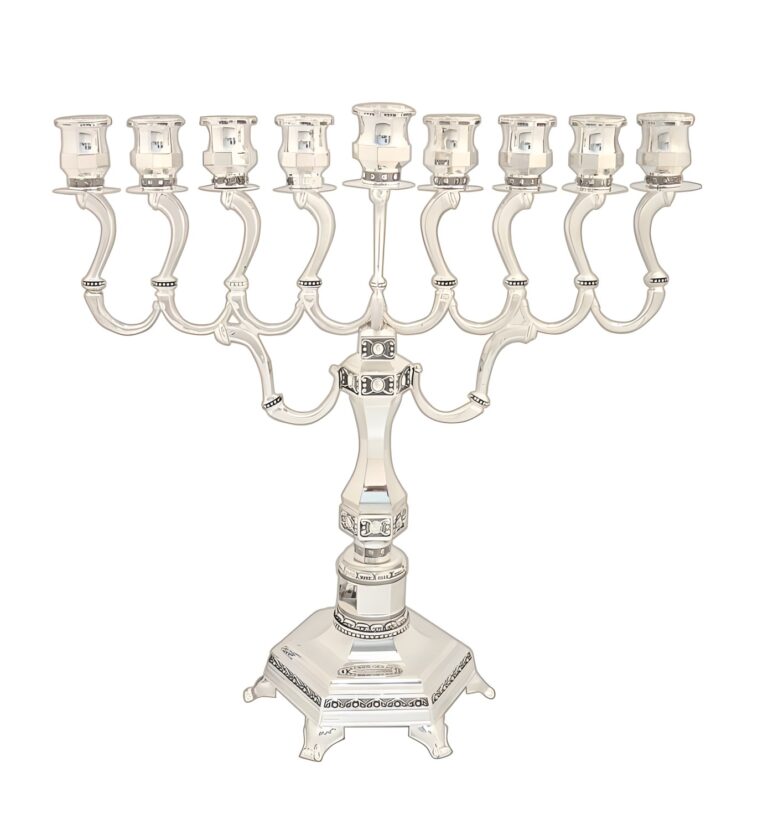 Nickel Plated "Diamond" Menorah 28cm