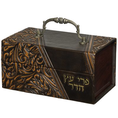 Faux Leather Etrog Box with Handle 12*20*11 cm